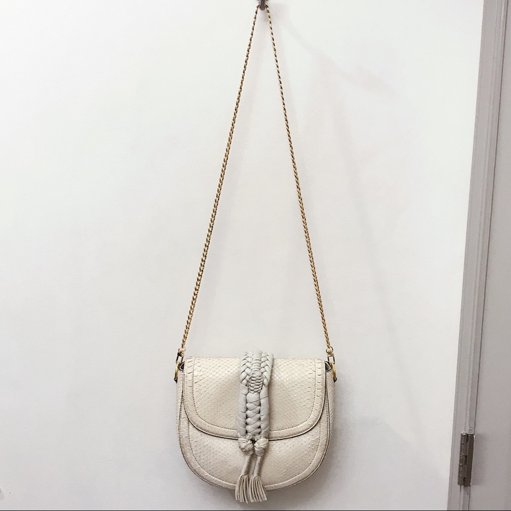 ALTUZARRA Ghianda Cream Ivory Exotic Python Snakeskin Braided Leather Bag